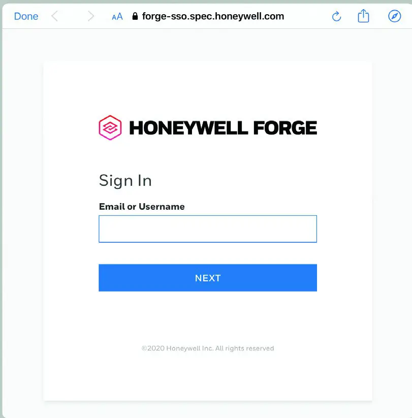 Honeywell 32352460 Air Detective -SIGN IN SCREEN PRE-VALIDATION