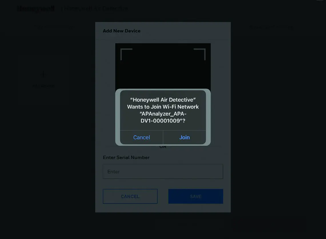 Honeywell 32352460 Air Detective - WI-FI PAIRING INITIALIZATION SCREEN