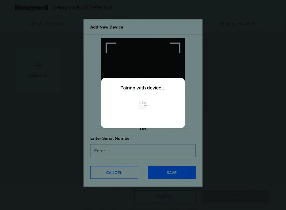 Honeywell 32352460 Air Detective - WI-FI PAIRING STATUS SCREEN