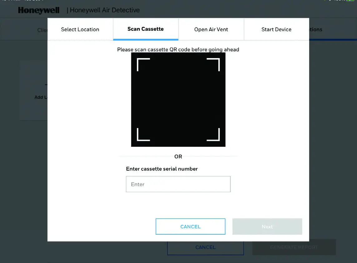 Honeywell 32352460 Air Detective -to start the process