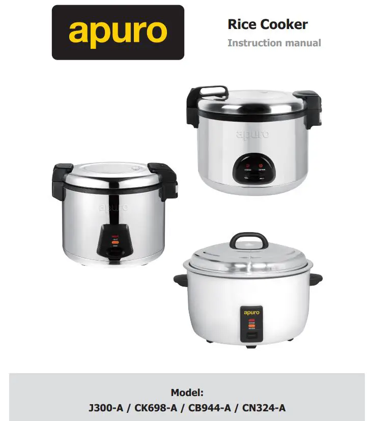 apuro CN324-A 10 Liter Rice Cooker Instruction Manual