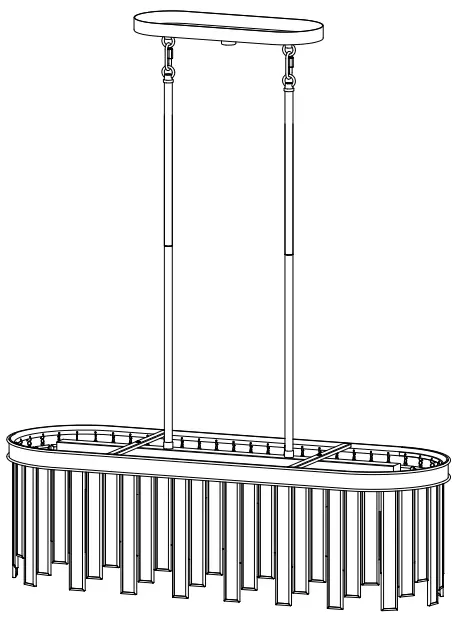 LNC A04967B6 Hemera 6-Light Matte Black Tiffiany Modern-Contemporary Linear LED Large Indoor Kitchen Island Pendant Light