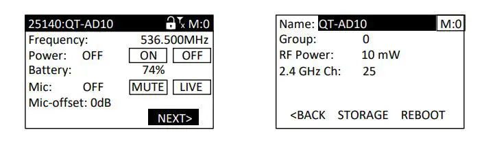 Handheld MicCommander Q5X - Storage Navigate to NEXT and ENTER