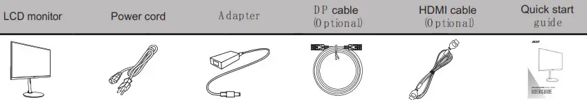 acer R240HY LCD Monitor- Package
