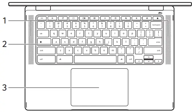 acer CP314 1H Chromebook Spin Laptop - Keyboard view