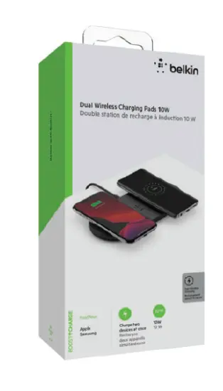 belkin -WIZ002DQBK -Boost -Charge -10W -Dual- Wireless- Charging -Pads- 2
