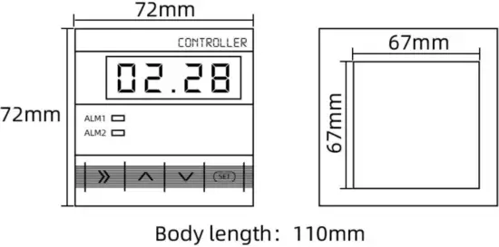 SONBEST SC7200B RS485 Interface With Communication Function Temperature Controller - Size