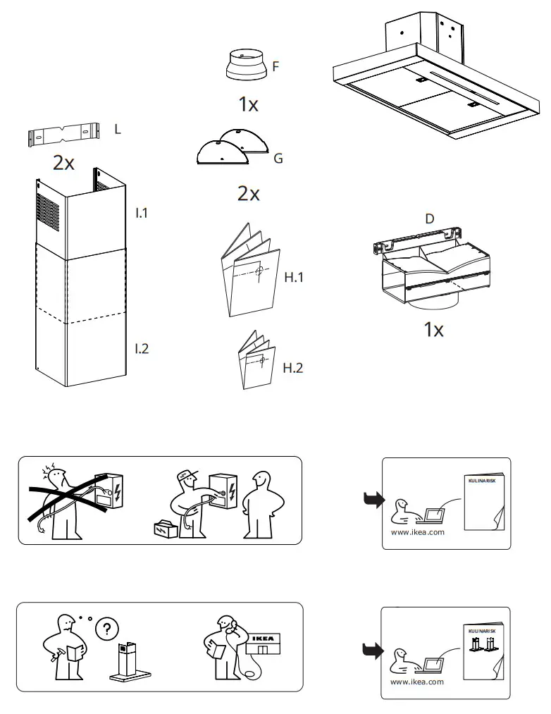 IKEA 30383144 KULINARISK 90cm Wall Mounted Extractor Hood