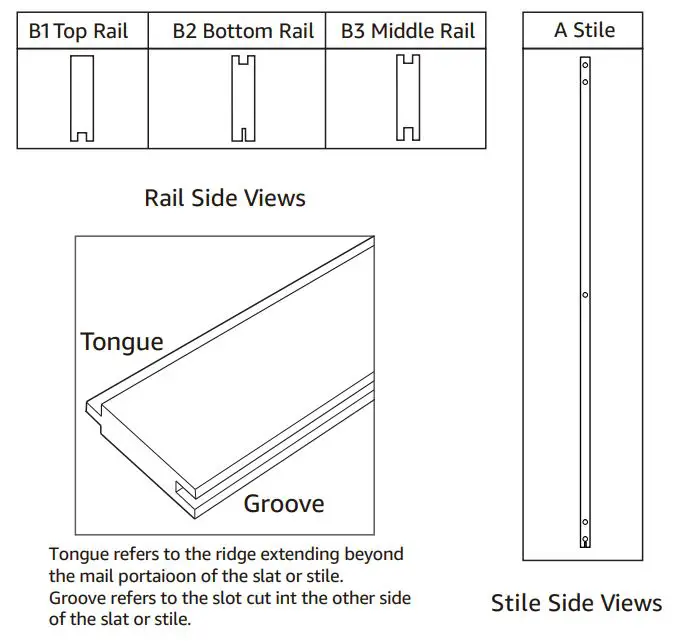 Smart Standard 36 x 84 K-Barn Door Installation- Rail Side Views, Stile Side Views