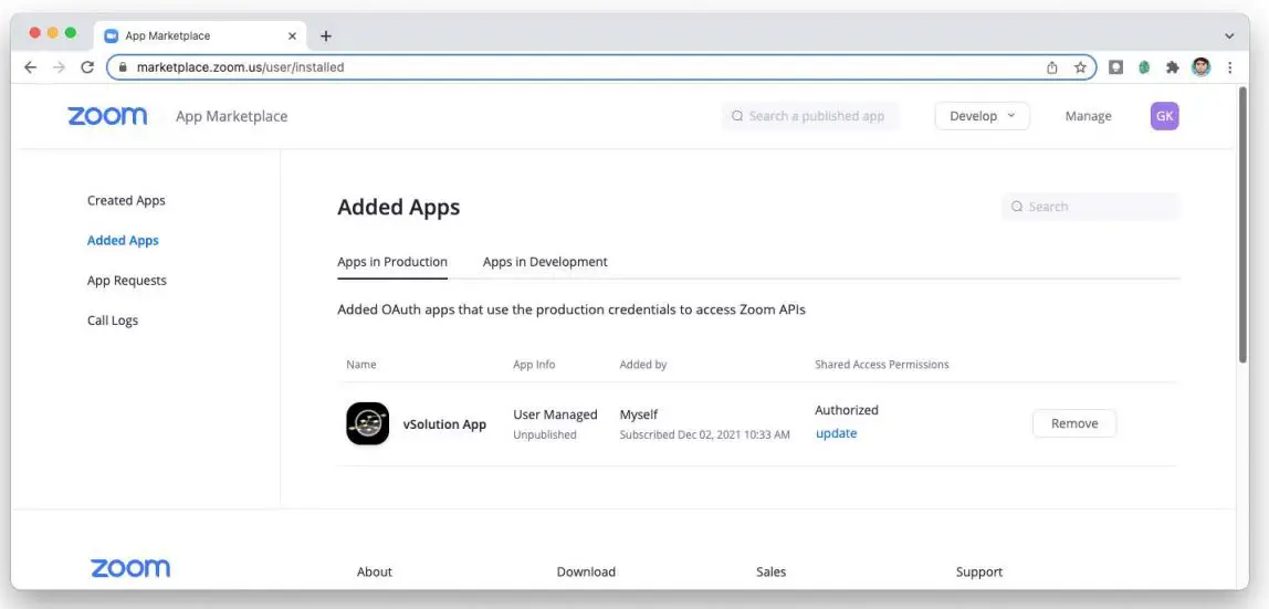 Apps WolfVision vSolution App User Guide - To disconnect the Zoom integration