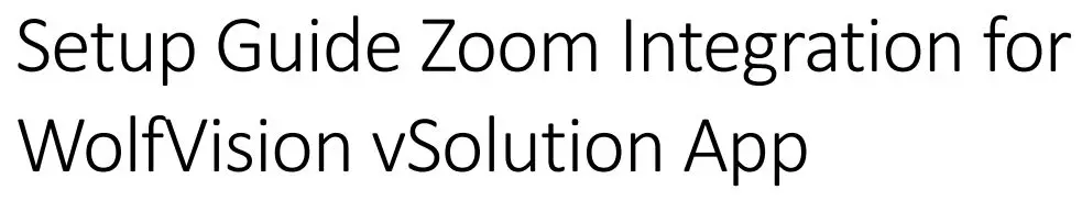 Apps WolfVision vSolution App User Guide