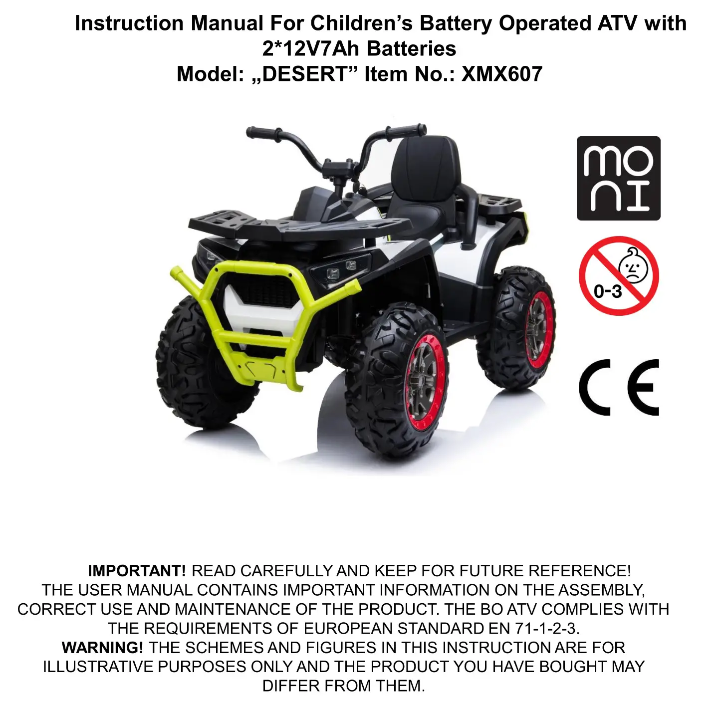 MONI XMX607 Kids Electric Ride Instruction Manual