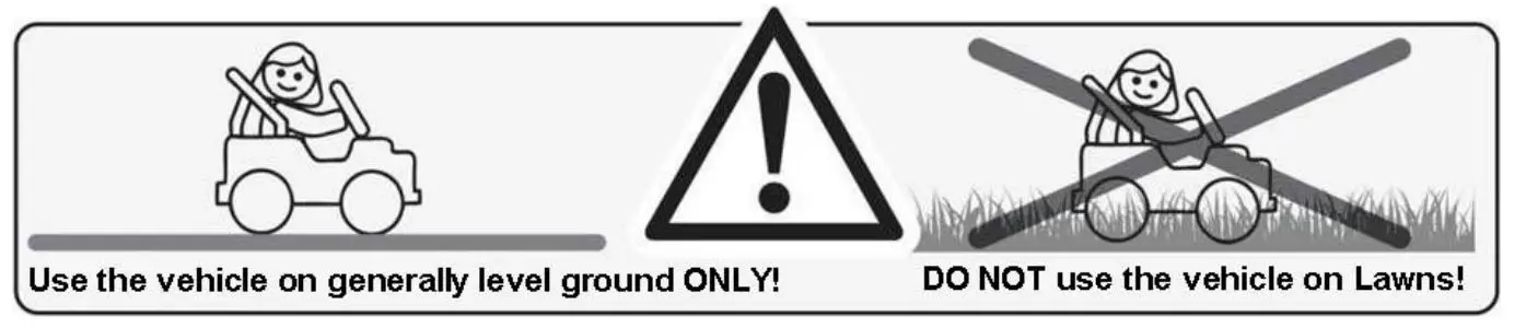 MONI XMX607 Kids Electric Ride - Use the vehicle on generally leavel ground only