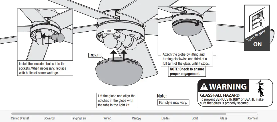 Installing the Bulbs and Glass