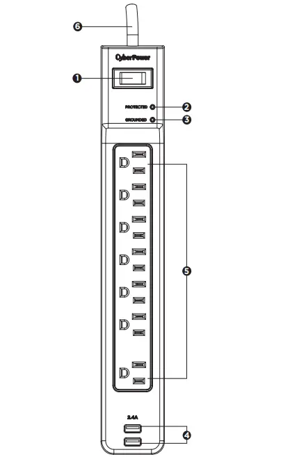 CyberPower P703URC1 7-Outlet Surge Protector fig-1
