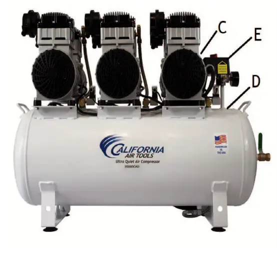 CALIFORNIA 20060CAD Electric Ultra Quiet and Oil-Free Air Compressor - Fig1