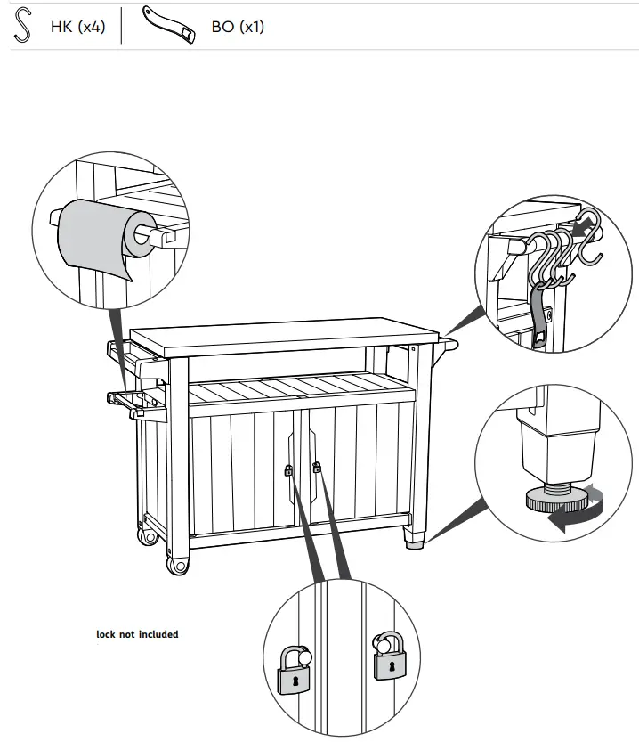 Keter 2127661 Unity XL Outdoor Kitchen Cart with Storage - fig 30