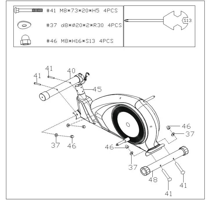 snode E20 Magnetic Elliptical Trainer - assembly 1