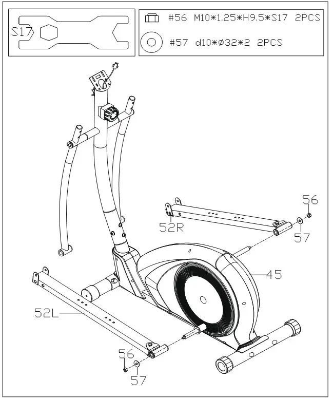 snode E20 Magnetic Elliptical Trainer - assembly 4
