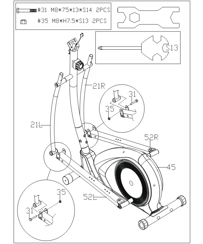 snode E20 Magnetic Elliptical Trainer - assembly 5