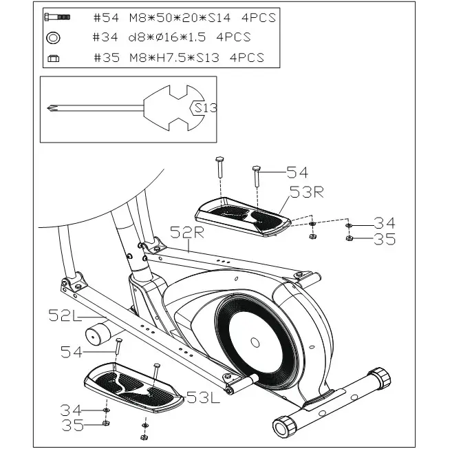 snode E20 Magnetic Elliptical Trainer - assembly 7