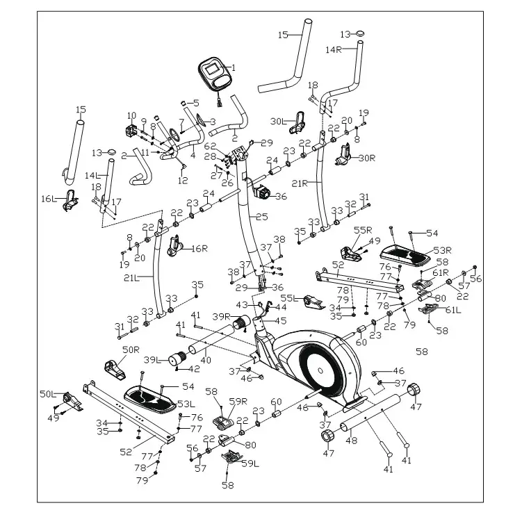 snode E20 Magnetic Elliptical Trainer - exploded 1
