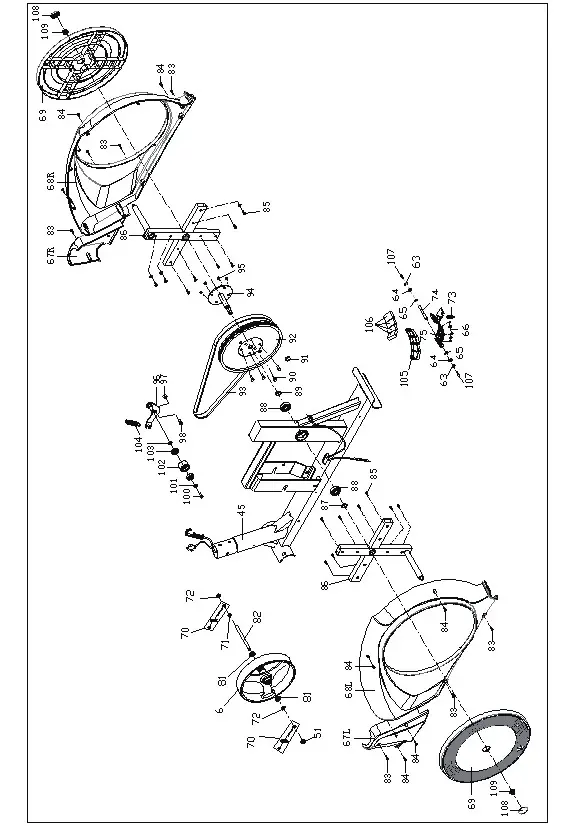 snode E20 Magnetic Elliptical Trainer - exploded 2