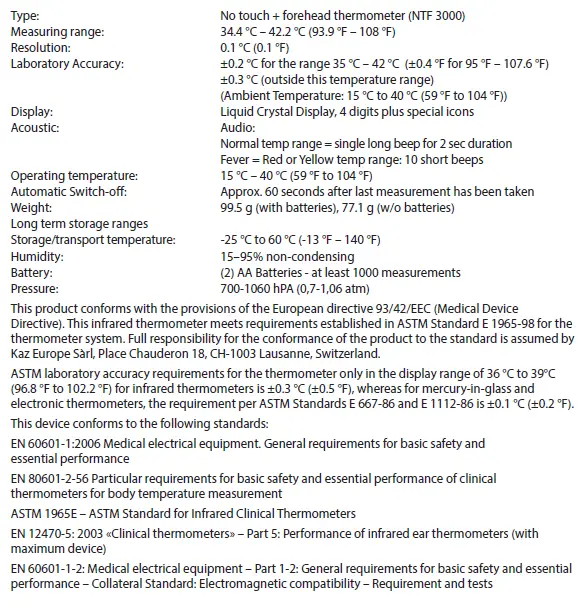Product specifi cations