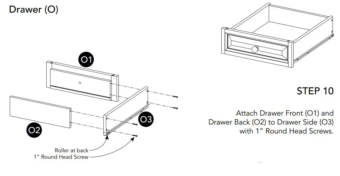 homestyles 5020-941 Kitchen Island Instruction Manual - Attach Drawer Front