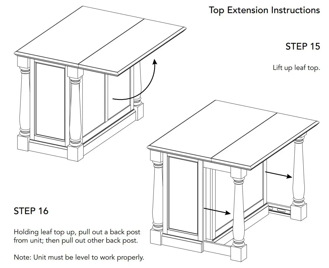 homestyles 5020-941 Kitchen Island Instruction Manual - Top Extension Instructions