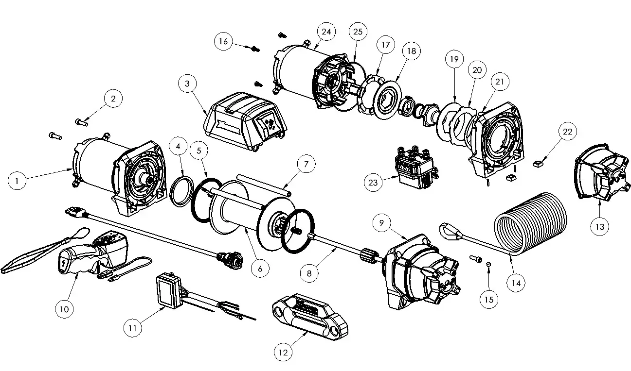 X POWER XP 35 Powersports Winches - Parts Diagram
