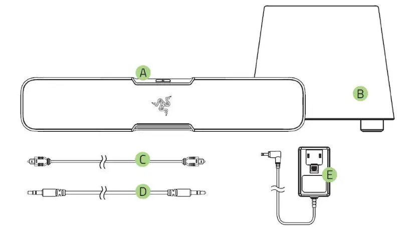 RAZER LEVIATHAN 5.1 Channel Surround Sound Bar Bluetooth Speaker - DEVICE LAYOUT