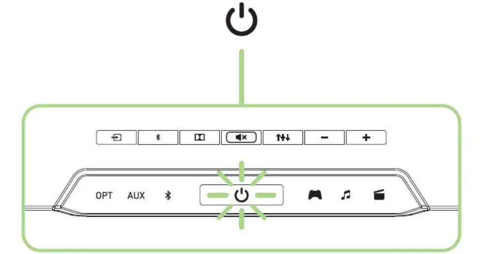RAZER LEVIATHAN 5.1 Channel Surround Sound Bar Bluetooth Speaker - POWERING ON