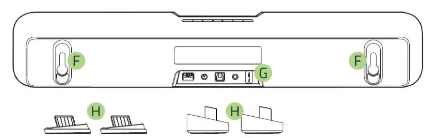 RAZER LEVIATHAN 5.1 Channel Surround Sound Bar Bluetooth Speaker - adapter plug