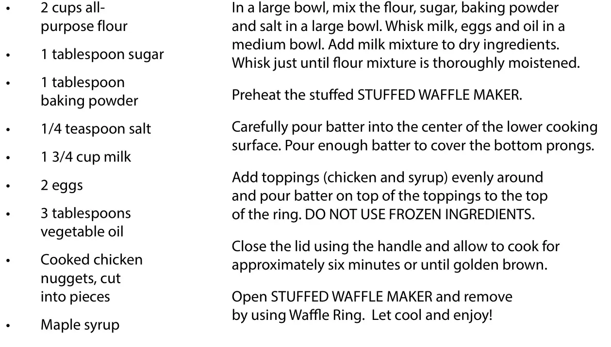 NOSTALGIA MSW5IVY 5-Inch Stuffed Waffle Maker - CHICKEN STUFFED WAFFLES