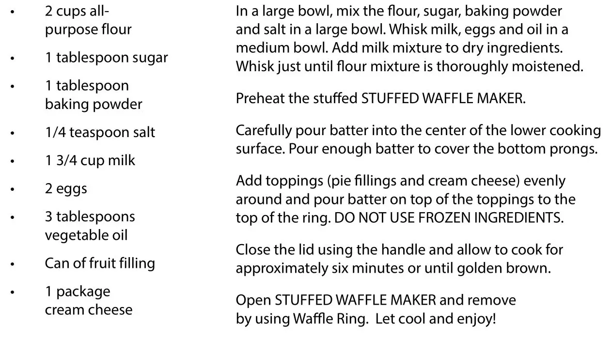 NOSTALGIA MSW5IVY 5-Inch Stuffed Waffle Maker - FRUIT & CREAM CHEESE STUFFED WAFFLES