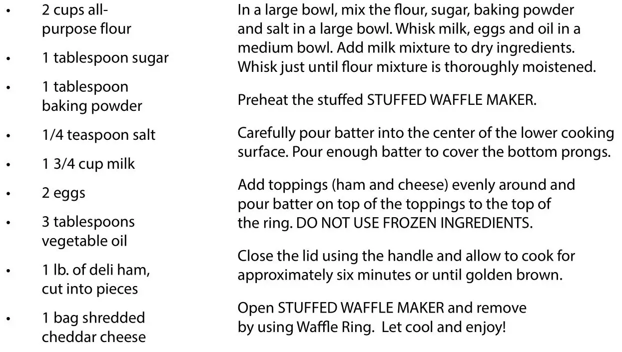 NOSTALGIA MSW5IVY 5-Inch Stuffed Waffle Maker - HOT HAM & CHEESE STUFFED WAFFLES