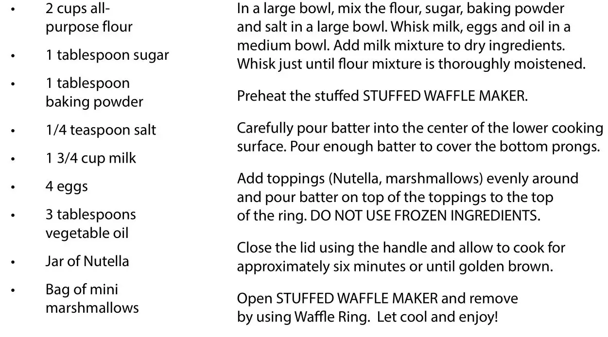 NOSTALGIA MSW5IVY 5-Inch Stuffed Waffle Maker - NUTELLA & MARSHMALLOW DESSERT STUFFED WAFFLE