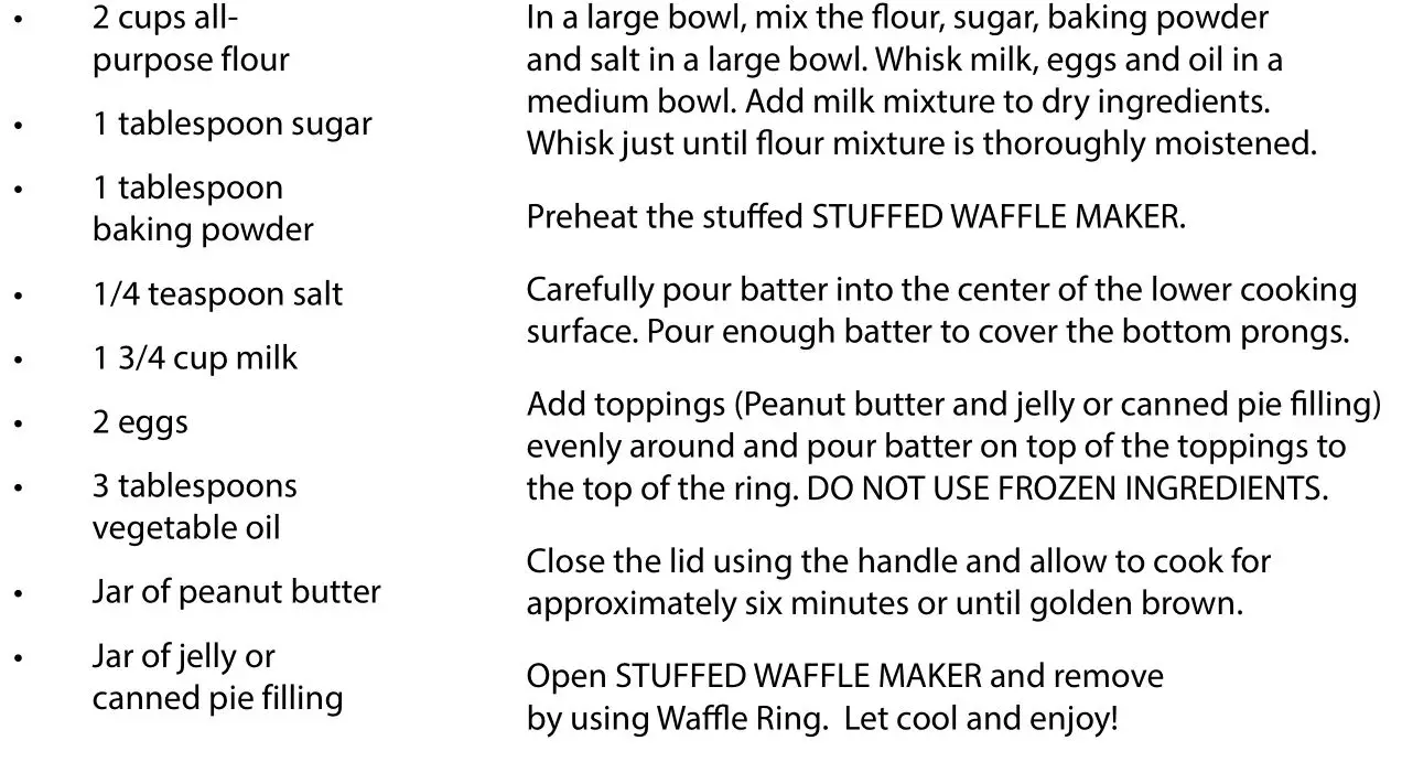 NOSTALGIA MSW5IVY 5-Inch Stuffed Waffle Maker - PEANUT BUTTER & JELLY STUFFED WAFFLE