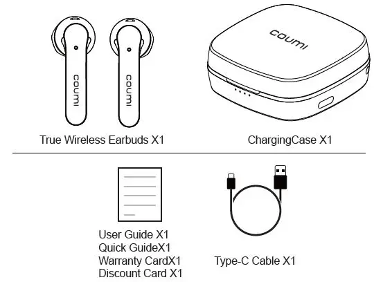coumi TWS-834A Wireless Bluetooth Earbuds fig2