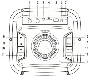 LEDWOOD DROP400 BT Portable Speaker - CONTROL PANEL