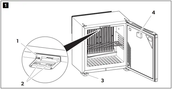 Control elements on the cooling device