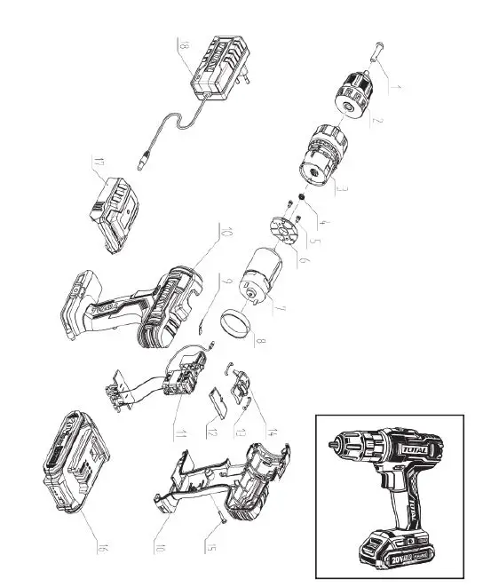 TOTAL TOOLS TOL1200215 Cordless Impact Drill 12