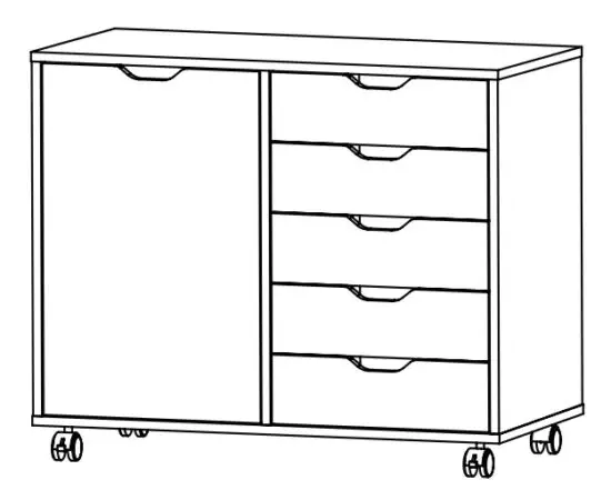 DEVAISE ASNG010 Wood 5 Drawer Storage Cabinet