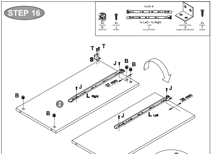 A T HOME Tiverton Double storage HARDWARE LIS'T