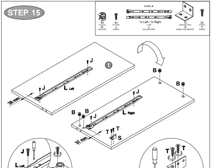 A T HOME Tiverton Double storage HARDWARE LIST144