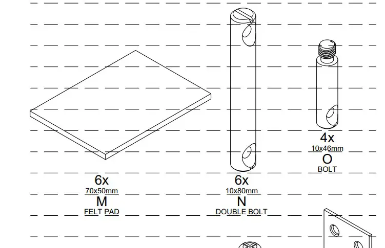 A T HOME Tiverton Double storage HARDWARE LIST3