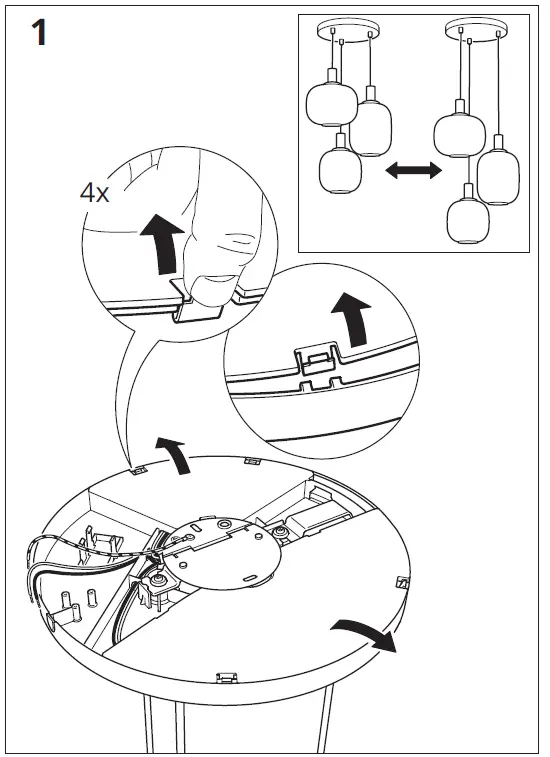 IKEA 704.992.65 Hoegvind Pendent Lamp with 3 Lamps Nickel Plated fig 1