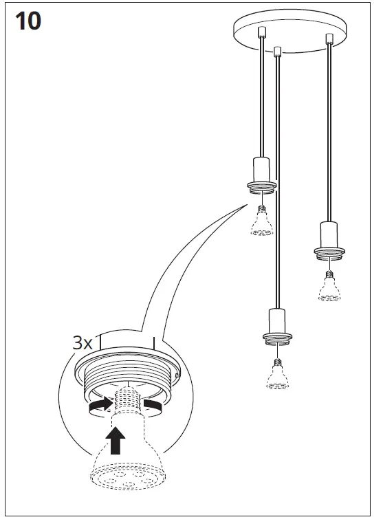 IKEA 704.992.65 Hoegvind Pendent Lamp with 3 Lamps Nickel Plated fig 10