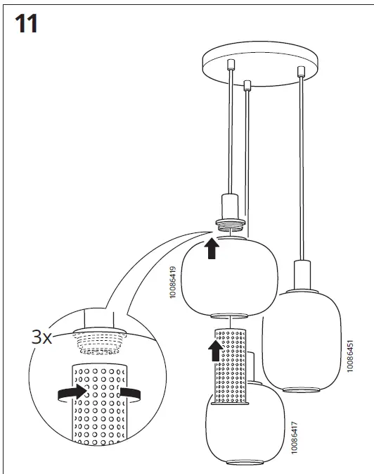 IKEA 704.992.65 Hoegvind Pendent Lamp with 3 Lamps Nickel Plated fig 11